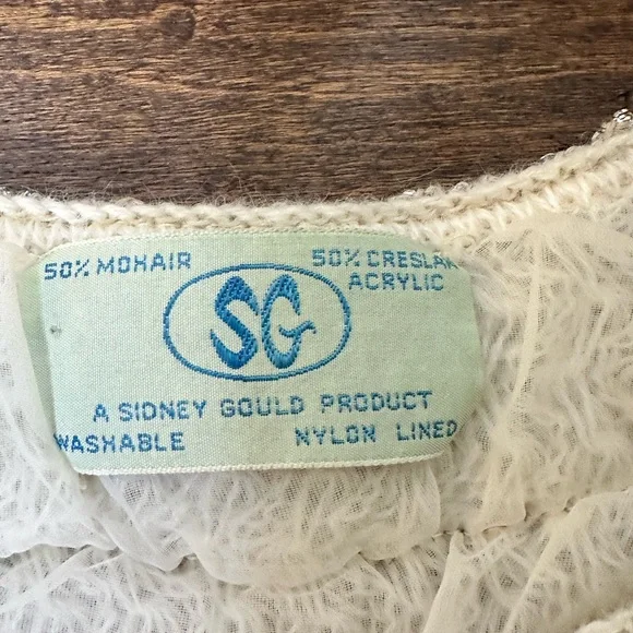 Vintage 1950s Sidney Gould Mohair Blend Sheer Lining Sequin Cardigan Size S/M - Picture 6 of 10